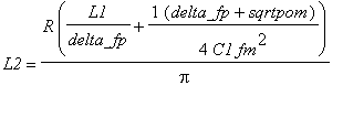 L2 = R/Pi*(L1/delta_fp+1/4/C1/(fm^2)*(delta_fp+sqrtpom))